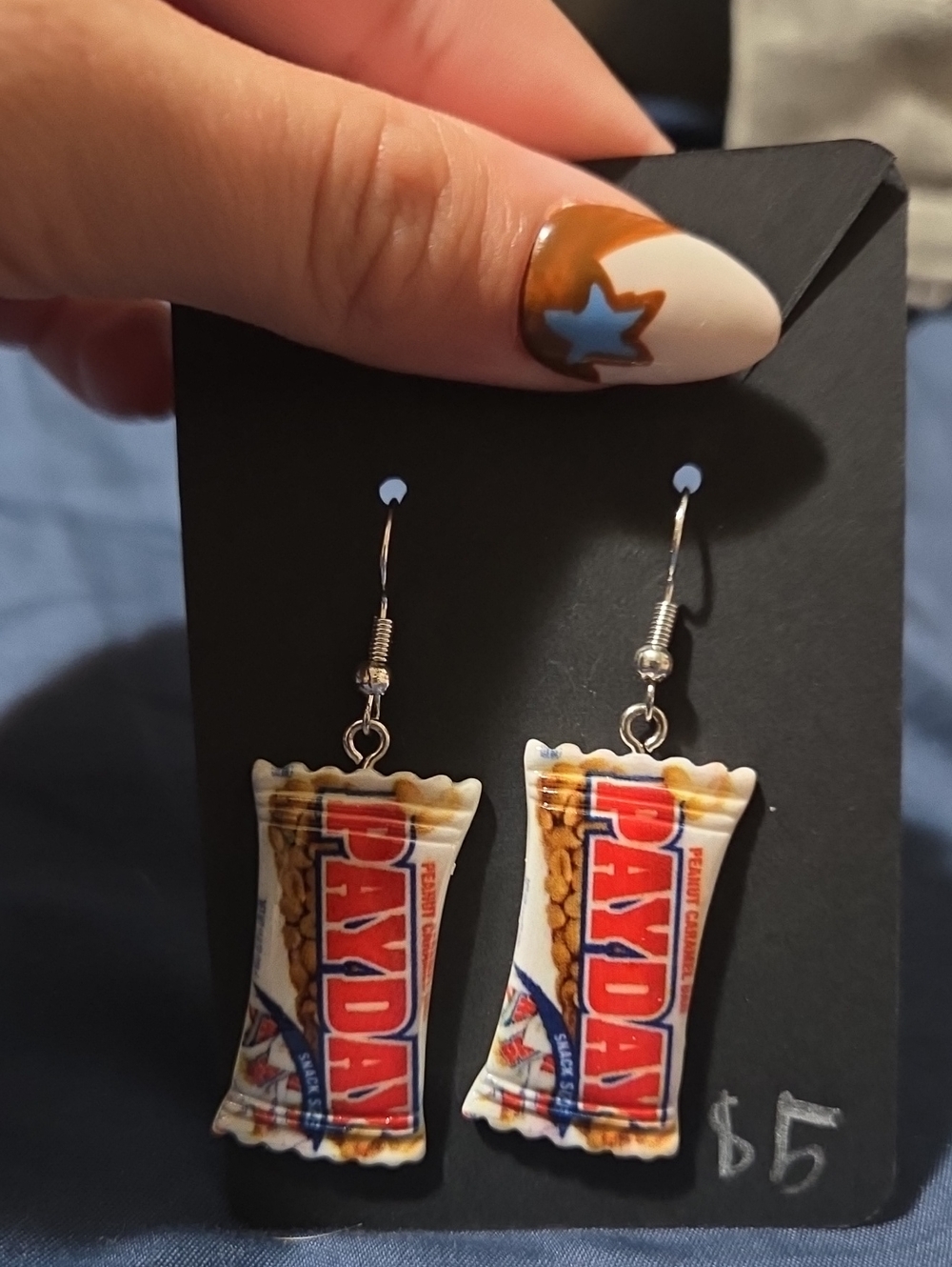 Candy Bar Dangle Earrings in Brown and Red